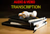 be your audio transcriber and do video transcription in 24h