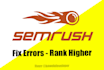fix semrush SEO errors, trusted by 2000 clients, semrush pro