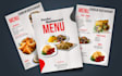 design editable stunning restaurant flyers, menus, trifold menus