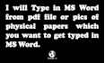 type in ms word from PDF or physical papers
