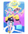 create a trainer, 2 pokemon drawing with simple background