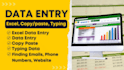 do data entry of excel, copy paste, typing