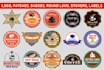 design patches, badges, round logo, stickers, labels