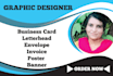 design professional business card, letterhead, invoice and envelope