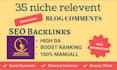 do 35 niche nofollow blog comments high da pa