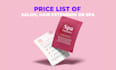 design salon, hair extension price list or menu