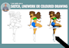 create a sketch, linework or coloured drawing