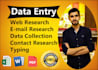 do fast accurate data entry, data collection, copy paste, web research