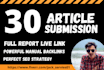provide 30 article submission da 20 to 98