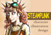 draw a steampunk or retrofuturist character