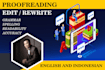 proofread and edit your document in indonesian or english