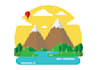 design a flat design landscape illustration