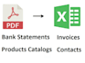 transfer data from PDF to excel