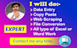 do excel data entry, web scraping and product listing