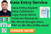 do data entry,copy paste,data collection and excel data entry