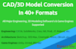 convert 3d models,  cad data in 40 formats