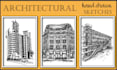 create architectural hand drawn sketches in ink