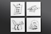 draw cute black and white line drawings of one subject