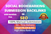 do 150 social bookmarking submissions on high pr da pa sites