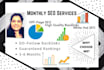 provide monthly SEO service high quality backlinks manually