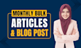 seo article writing, blog post writing or content writing monthly