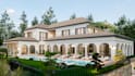 design house elevation, exterior 3d rendering and animation