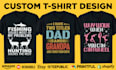 do custom tshirt design for merch by amazon, etsy, shopify, printful, teespring