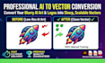 convert ai image, low res logo or artwork to vector manual tracing
