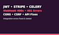 fix django jwt, stripe webhook, celery and API errors