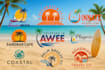 do modern palm,beach and ocean logo