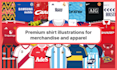 design premium football shirt illustrations for merchandise