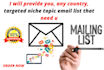 make email list, targeted niche based any country email list