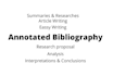 assist in articles, summary and annotated bibliography