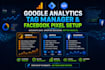 set up google  analytics, tag manager tag, facebook pixel