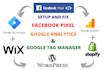 fix or set up facebook pixel, google analytics, and tag manager