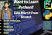 tutor you from beginner to expert in python programming
