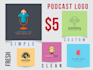 create a minimalist illustration podcast cover art logo