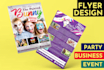 design party flyer, club event and concert flyer