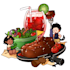 draw cute character and yummy dish illustration for you