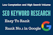 do SEO keyword research and competitor analysis to rank