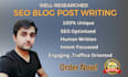 write SEO optimized blog posts and articles for your website