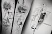 draw a unique abstract graphic fine line tattoo design