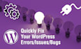 fix wordpress errors, issues, and bugs