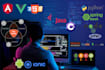 develop angular, vuejs, nodejs, spring boot web apps