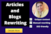 manually rewrite or paraphrase your article and content