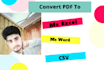 convert pdf to excel or word or csv