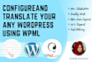 configure n translate your any wordpress site using wpml