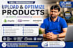 upload products on shopify, woocommerce and amazon fast