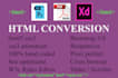 convert psd to html, pdf to html, xd to html with  responsive
