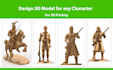create 3d character modeling and sculpting for 3d printing